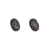 Oval Cubic Zirconia Rhinestones Spacer 18K Plated Metal Finding Connector Charm Beads
