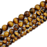 Natural Tiger's Eye Gemstone Smooth Round Loose Beads on a 7.5" Strand