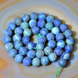 Matte Natural Lapis Lazuli Chrysocolla Gemstone Round Loose Beads on a 15.5" Strand