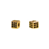 Square Cube Cubic Zirconia Rhinestones Spacer 18K Plated Metal Finding Connector Charm Beads
