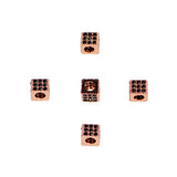 Square Cube Cubic Zirconia Rhinestones Spacer 18K Plated Metal Finding Connector Charm Beads