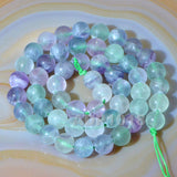 Matte Natural Fluorite Gemstone Round Loose Beads on a 15.5" Strand