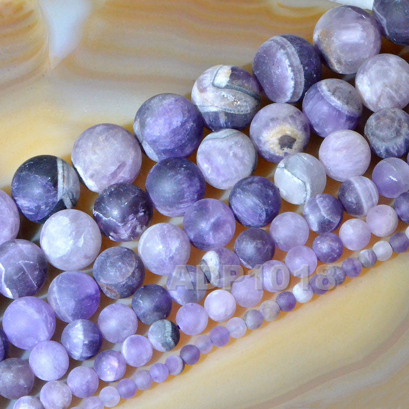 Natural Purple Dream Lace Amethyst Beads For Craft Jewelry Making 15'' Big  Hole