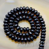 Natural Black Onyx Smooth/Matte/Faceted Rondelle Loose Beads on a 15.5" Strand