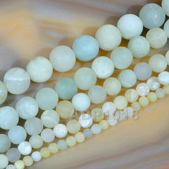 Matte Natural New Mountain Jade Gemstone Round Loose Beads on a 15.5