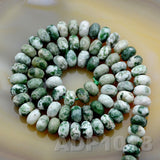Natural Green Spot Jasper Gemstone Smooth/Matte/Faceted Rondelle Loose Beads on a 15.5" Strand