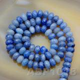Natural Blue Aventurine Gemstone Smooth/Matte/Faceted Rondelle Loose Beads on a 15.5" Strand