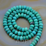Natural Blue Turquoise Gemstone Smooth/Matte/Faceted Rondelle Loose Beads on a 15.5" Strand