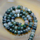 Natural Moss Agate Gemstone Smooth/Matte/Faceted Rondelle Loose Beads on a 15.5" Strand