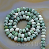 Natural Green Spot Jasper Gemstone Smooth/Matte/Faceted Rondelle Loose Beads on a 15.5" Strand