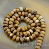 Natural Picture Jasper Smooth/Matte/Faceted Rondelle Loose Beads on a 15.5" Strand
