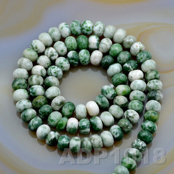 Natural Green Spot Jasper Gemstone Smooth/Matte/Faceted Rondelle Loose Beads on a 15.5