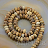 Natural Picture Jasper Smooth/Matte/Faceted Rondelle Loose Beads on a 15.5" Strand