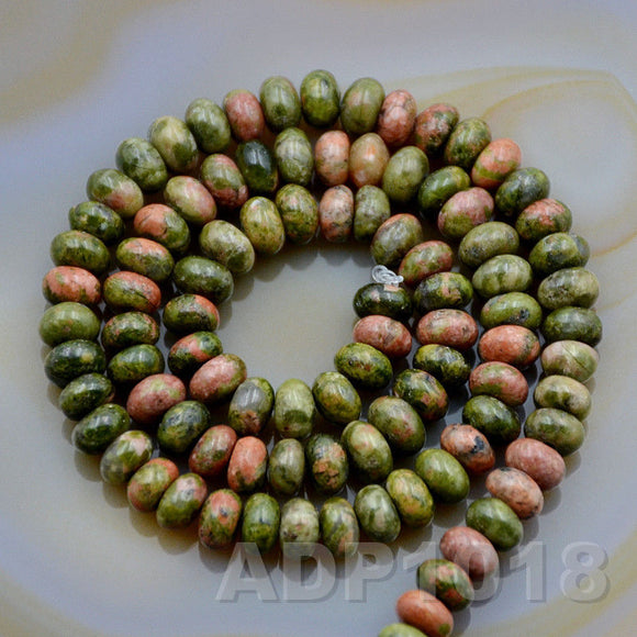 Natural Unakite Gemstone Smooth/Matte/Faceted Rondelle Loose Beads on a 15.5
