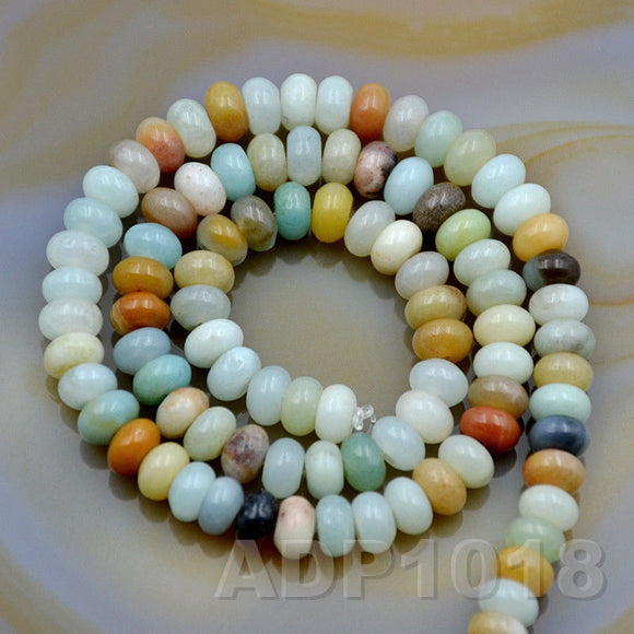 Natural Colorful Amazonite Gemstone Smooth/Matte/Faceted Rondelle Loose Beads on a 15.5