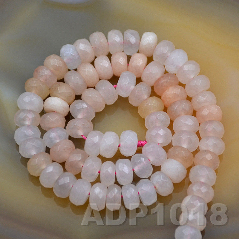 Natural Rose Quartz Gemstone Smooth/Matte/Faceted Rondelle Loose Beads – AD  Beads