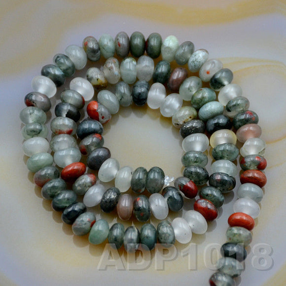 Natural Bloodstone Smooth/Matte/Faceted Rondelle Loose Beads on a 15.5