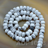 Natural White Turquoise Smooth/Matte/Faceted Rondelle Loose Beads on a 15.5" Strand