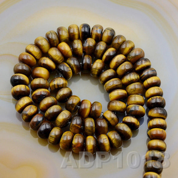 Natural Yellow Tiger's Eye Smooth/Matte/Faceted Rondelle Loose Beads on a 15.5