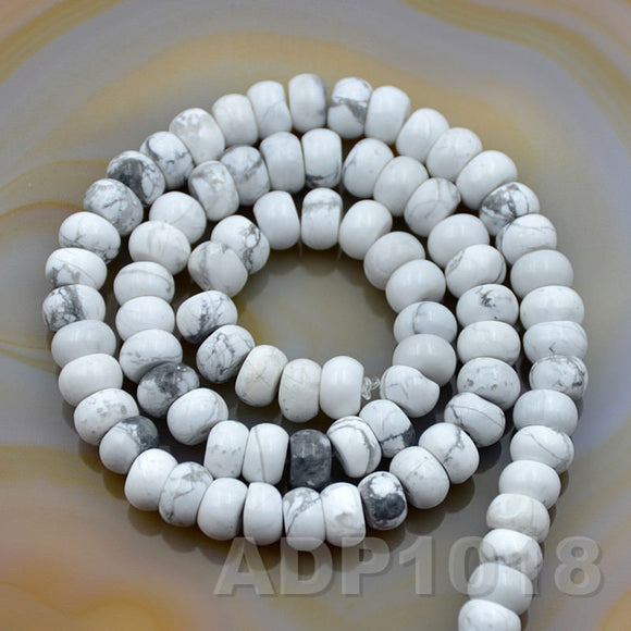 Natural White Turquoise Smooth/Matte/Faceted Rondelle Loose Beads on a 15.5