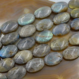 Natural Labradorite Flat Oval Beads 15.5" 10x14mm 12×16mm 13x18mm 18x24mm