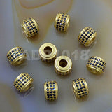 Zircon Pave Rhinestones Spacer 3 Row Rondelle and Hexagon Connector Metal Finding Charm Beads (5pc)
