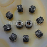 Zircon Pave Rhinestones Spacer 3 Row Rondelle and Hexagon Connector Metal Finding Charm Beads (5pc)