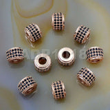 Zircon Pave Rhinestones Spacer 3 Row Rondelle and Hexagon Connector Metal Finding Charm Beads (5pc)