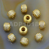 Zircon Pave Rhinestones Spacer 3 Row Rondelle and Hexagon Connector Metal Finding Charm Beads (5pc)