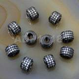 Zircon Pave Rhinestones Spacer 3 Row Rondelle and Hexagon Connector Metal Finding Charm Beads (5pc)
