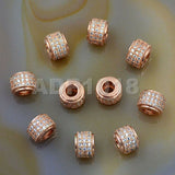 Zircon Pave Rhinestones Spacer 3 Row Rondelle and Hexagon Connector Metal Finding Charm Beads (5pc)