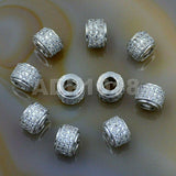 Zircon Pave Rhinestones Spacer 3 Row Rondelle and Hexagon Connector Metal Finding Charm Beads (5pc)