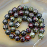 Natural African Dragon Bloodstone Gemstone Round Loose Beads on a 15.5" Strand