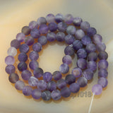 Matte Natural Amethyst Gemstone Round Loose Beads on a 15.5" Strand