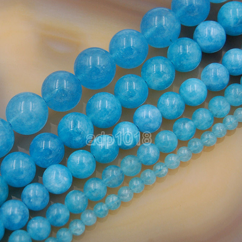 thumbnail image 2 of 8mm Natural Blue Jade Round Loose Beads – 15 Strand AAA – Center-Drilled, Nickel-Free – Unbranded 2 of 4