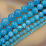 Natural Aquamarine Jade Gemstone Round Loose Beads on a 15.5" Strand