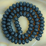 Natural Black Volcanic Lava Stone Rondelle Loose Beads on a 15.5" Strand