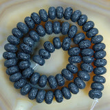 Natural Black Volcanic Lava Stone Rondelle Loose Beads on a 15.5" Strand
