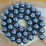Black Rainbow Shell Pearl Gemstone Round Loose Beads on a 15.5" Strand