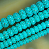 Blue Howlite Turquoise Rondelle Gemstone Round Loose Beads on a 15.5" Strand