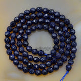 Faceted Natural Blue Sandstone Gemstone Round Loose Beads on a 15.5" Strand