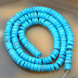 Blue Turquoise Heishi Gemstone Round Loose Beads on a 15.5" Strand