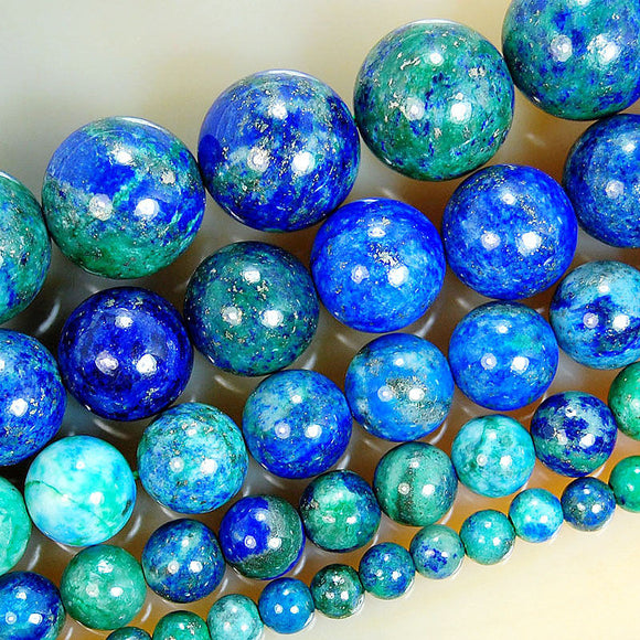 Natural Lapis Lazuli Chrysocolla Gemstone Round Loose Beads on a 15.5