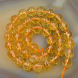 Natural Citrine Quartz Gemstone Round Loose Beads on a 15.5" Strand