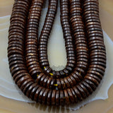 Natural Coffee Coconut Wood Heishi Loose Beads on a 15.5" Strand