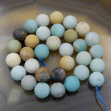 Matte Natural Colorful Amazonite Gemstone Round Loose Beads on a 15.5" Strand