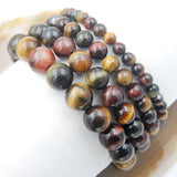 Natural Colorful Tiger's Eye Gemstone Beads Stretch Bracelet Healing Reiki