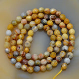Faceted Natural Crazy Lace Agate Gemstone Round Loose Beads on a 15.5" Strand