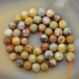 Faceted Natural Crazy Lace Agate Gemstone Round Loose Beads on a 15.5" Strand