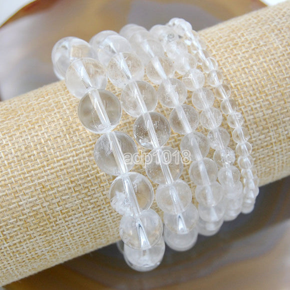 Natural Crystal Quartz Gemstone Beads Stretch Bracelet Healing Reiki